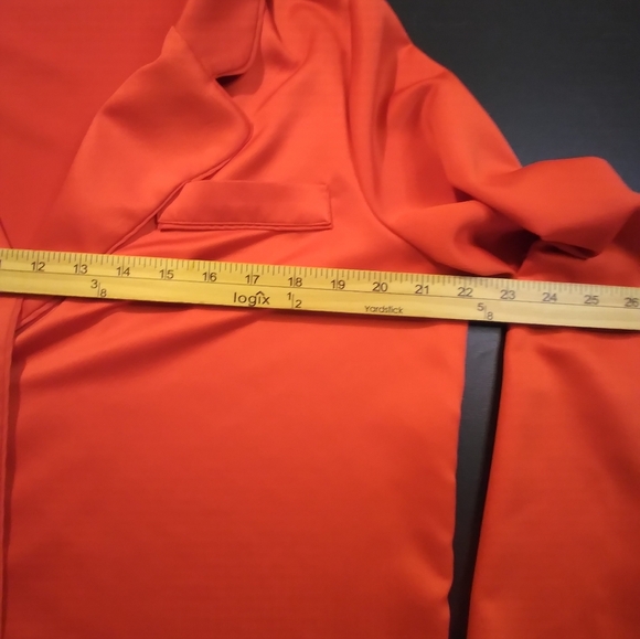 Express Ladygang Red Button Up Shirt Long Sleeve Left Front Mock Pocket Office - Picture 4 of 9